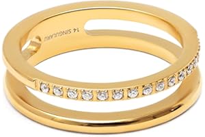 SINGULARU - Anillo Bibiana. Acero con Baño en Oro de 18 Kt y Circonita. Joyas Para Mujer. Tallas 10-20.