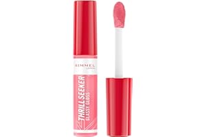 Rimmel Thrillseeker Glassy Gloss 500 Pine to the Apple, Hydrating Shine, Hyaluronic Acid, Anti-Oxidant Complex, Non-Sticky, Big Applicator, Healthy-Looking Lips, Delicious Scent, Vegan, Cruelty Free
