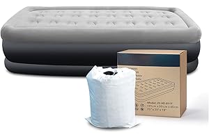 KPUY Colchón Inflable con Bomba eléctrica incorporada, Cama de Aire Plegable autoinflable para huéspedes, Colchones de Aire inflables para Acampar o Uso doméstico, 191x99x46cm (Individual, Negro)