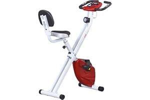 HOMCOM Vélo d'appartement pliable vélo de fitness vélo d'intérieur 8 niveaux de résistance magnétique avec dossier selle réglable écran LCD multifonction capteur fréquence cardiaque