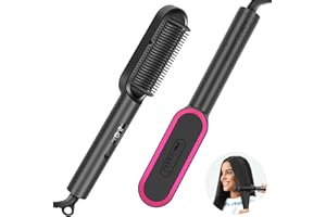 PARWIN PRO BEAUTY jonowa prostownica do włosów, szczotka do prostowania włosów, z wyświetlaczem LED, szczotka termiczna z ochroną przed oparzeniami, szybkie nagrzewanie w ciągu 20 sekund, 4 ustawienia