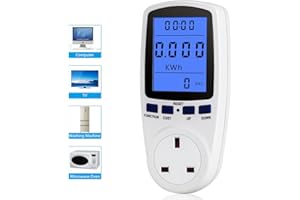 JADPES Multifunctional Blue Backlight Power Metering Socket, Electricity Usage Monitor Power Meter Plug Energy Watt Volt Amps KWH Consumption Analyzer for Home Office