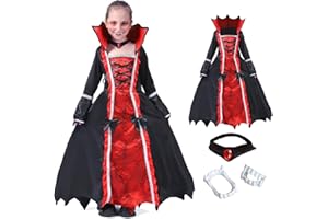 ZUCOS Vampirin Kleid Kostüm für Mädchen Halloween-Dress Up Halloween Süßes oder Saures Rollenspiel Karnevals-Cosplay