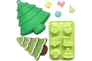 SUNSK Stampo in Silicone Albero di Natale Stampo per Torta Silicone Stampo Natale Stampi per Cioccolato Babbo Natale Stampi per Cottura a Motivi Muffin Mousse Sapone Stampo da Forno