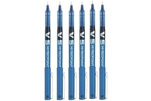 Pilot BX V5 Hi-Tecpoint - Bolígrafo de punta redonda extrafina - 0,5 mm - línea de 0,3 mm - 6 unidades - color azul