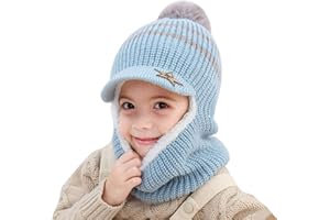 YONKOUNY Sombrero de Invierno Caliente Lindo Gorro de Punto con Forro Polar Primavera Otoño Sombrero y Bufanda para Niños Niñas