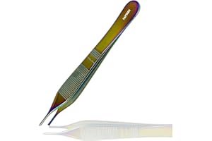 AFTREN Pinze per chirurgia plastica T/C Adson, punta dritta fine, inserti in carburo di tungsteno, strumenti veterinari, 1 x 2 denti, pinze per tessuti Adson, 4,75 pollici, multicolore