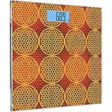 Panel victoriano, flor de estilo vintage, tonos medievales, rococó barroco, motivo esotérico, azul marino, naranja, blanco