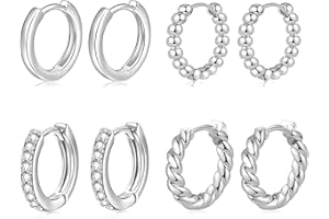 BMMYE 4 Pairs Small Gold Huggie Hoop Earrings for Women Cartilage Mini Gold Hoops Gold Earrings Set for Multiple Piercing Hypoallergenic