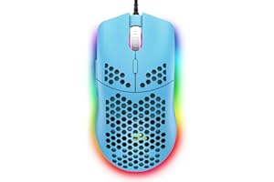 HOOPOND ZIYOULANG Przewodowa mysz do gier, lekka mysz o strukturze plastra miodu 69G z 6400 DPI, 6-przyciskowa programowalna mysz do gier USB, dla graczy PC oraz użytkowników Xbox i PS4 - niebieska