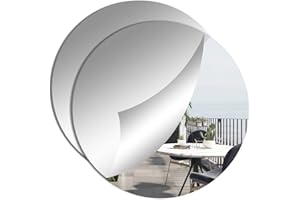 DRERIO 2 sztuki 24 cm lustrzane płytki samoprzylepne, akrylowe lustro HD, okrągłe, samoprzylepne, duże plastikowe lustro bez ramy, 2 mm, akrylowe płytki lustrzane, okrągłe samoprzylepne lustro do