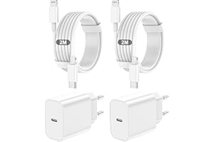 BSTOEM Chargeur Rapide pour iPhone, 2 Pièces USB C Chargeur avec 2M Câble USB C pour iPhone 14/13/12/11/Plus/Pro/Pro Max/SE/X/XS/XR SE/8/7/6Plus, pour iPad-Type C Adaptateur