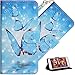 Produktbild HMTECH Huawei Y6 2018 Hülle Luxus 3D Blau Schmetterling Flip Standfunktion Karten Slot Magnetverschluß Brieftasche Taschen Schalen Handy Ledercase für Huawei Y6 2018,Blue Butterflies on Lake