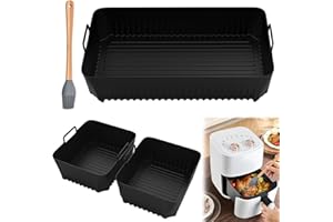 KYYGKY 3 Stück Heißluftfritteuse Zubehör 10,4L/5,2L Airfryer Silikonform Accessories Air Fryer Liners Silicone Pot Silikon backform Heißluftfritteuse Grillpfanne für Airfryer Ofen Mikrowelle