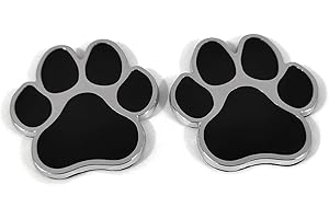 PTDecals 2 PCS Black Chrome Metal Paw Print Car Emblem Decal Badge Dog Paws Footprint Metal Sticker for Auto Motorcycle Computer Home Decoration