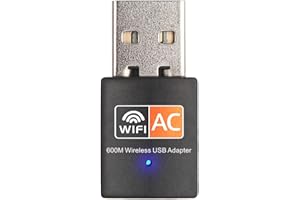 RYUUOTO 600Mbps USB WiFi Dongle for PC Mini, Dual Band 5GHz 2.4GHz USB WiFi Adapter for PC, Extended Range High Gain WiFi Adapter for Desktop/Laptop, Powerful Wifi Adapter for Windows 7,8,10,11,XP