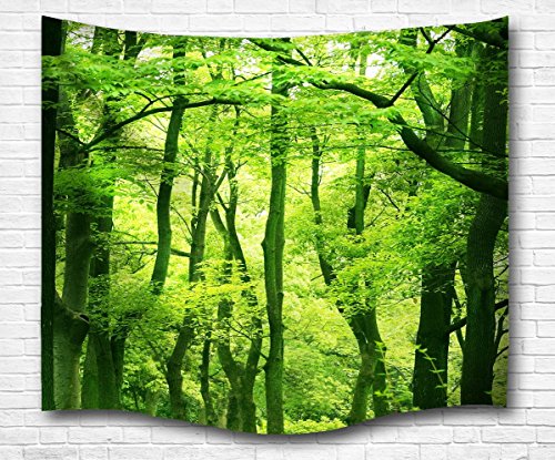 A.Monamour Natur Landschaft Grüne Bäume Wald Bild Drucken Wand Hängen Tapisserie Wand Wandmalerei Kunst Décor Yoga Meditation Matte Bettdecke Für Schlafsäle Wanddekor Wohnaccessoires Deko Wandteppiche