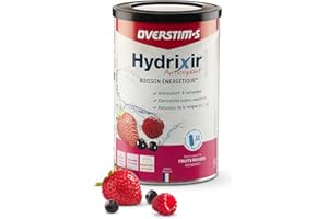 OVERSTIM.s – Hydrixir Antioxydant (600g) - Boisson énergétique isotonique pour le sport – Electrolytes (sodium,magnésium) – Vitamines (B1,B6,C,E) – Réduction de la fatigue - Saveur Fruits rouges