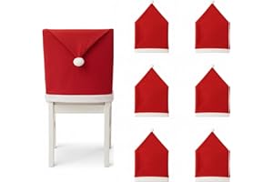 Akiuhen Christmas Chair Cover, 6-piece set Chair Covers, Non-Woven Christmas Hat Dining Chair Cover, Used for Christmas Holiday and New Year Decoration in Home Restaurants, Hotel and Other Places