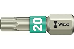 Wera 05073622001 3867/1 Embouts TORX TS SB, acier inoxydable, TX 20 x 25 mm, Gris/vert