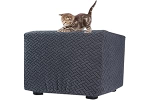 ZEAINK Stretch Ottomane Hockerbezug Quadratisch Schonbezug 60x60/40x40/50x50 Jacquard Fußhocker Bezug Ottomane Abdeckung Überzug Hocker Protector Waschbar Hockerabdeckung ( Color : #16 , Size : 60x60x40cm )