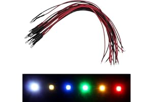 Lumonic 10x LED super claires avec résistance pour applications 24V - LEDs haute puissance avec câble de connexion à souder pour DIY en couleur blanc