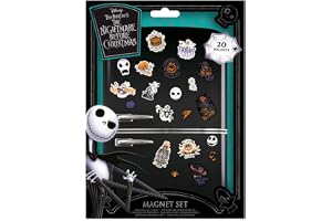 The Nightmare Before Christmas 20-delat magnetset (färgglada skuggdesigner) 20 minimagneter, kylskåpsmagneter, dörrmagneter och små magneter för kyldekoration eller festväskor - officiella varor