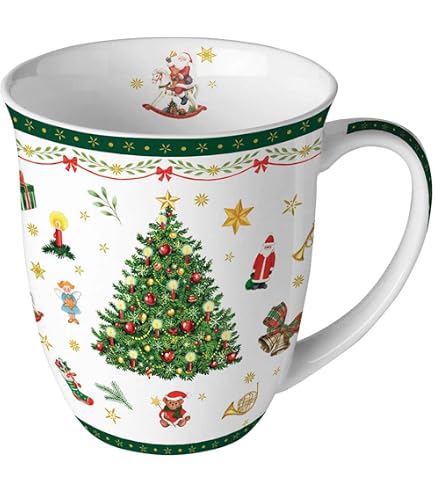 Tazza Natalizia Ambiente – Fine Bone China – 0,4 L – Motivo Babbo Natale – Confezione Regalo