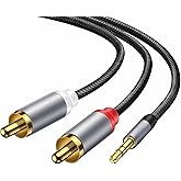 BFQZ 1 Piece RCA to 3.5mm Audio Cable, 3.5mm to RCA Adapter, RCAMale to 3.5mmMale Headphone Jack Stereo Splitter Compatible w