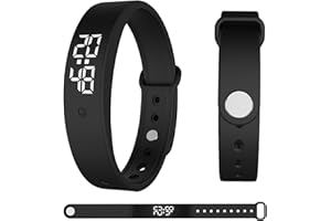 Forhome Montre vibrante étanche avec Rappel, température corporelle, Alarme silencieuse, Noire, Bracelet en Silicone Unisexe pour Adulte