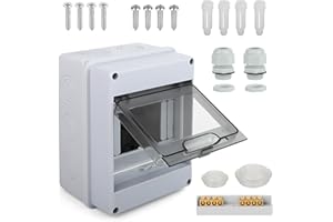 LWMTT Verteilerkasten Aufputz, IP65 Sicherungskasten Aufputz, mit Messingklemmen, Unterverteilung 1 Reihig für 5 Modules Aufputzverteiler, für Außenbereichen, Gärten, Bauernhöfe, Ladesäulen
