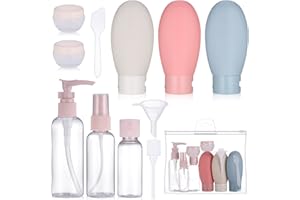 Huiguli 11 Stück Silikon Reiseflaschen, Reiseflaschen Zum BefüLlen, Teiligesreiseset mit Kulturbeutel, Reiseflaschenset für Shampoo, Lotion, Spülung, Duschgel (BPA-frei)