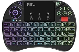 Rii Mini X8 Wireless - Tastiera Retroilluminata Con Layout Italiano, Mouse Touchpad e Rotellina di Scorrimento per Smart TV, TV Box, PC, Computer, Console