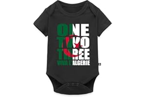 Spreadshirt One Two Three Viva l'Algérie Cadeau Drapeau Algérien Algérienne Body Manches Courtes Bébé Bio