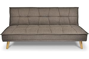 SAMIRA Divano letto clic clac in tessuto vellutato marrone, divano 3 posti mod. Bart