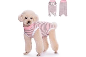 FEimaX Dog Surgery Recovery Suit, Dog Recovery Suit after Surgery for Female Male Dog, Cone E-Collar Alternative, Pet Surgical Suit Puppy Onesie Bodysuit for Small Medium Dog Cat (Pink Grey, XL)