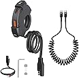 Hoembpn Motorcycle USB Charger 18W QC3.0 USB and 30W PD Type C Dual USB Port Waterproof Motorbike Phone Charger 12V USB Socket Adapter with 5A USB C to USB C Spring Cable