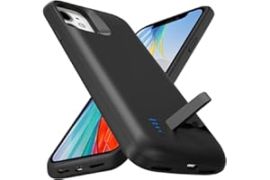 Giabuao Akkuhülle für iPhone 11(8500 mAh), Schlanke Wiederaufladbare Erweiterte Ladehülle Powerbank mit Standfuß, Tragbare Schützende Telefonhülle mit Akku für iPhone 11, 6,1 Zoll – Schwarz