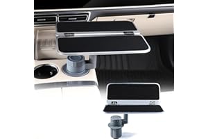 XHW 360° Rotating Folding Cup Holder Table, Steering Wheel Tray, Car & Laptop Desk - Car Accessories for Women & Men, Fit Tesla Model Y/3/S/Explorer/Maverick (Foldable Car Table Board (Black))