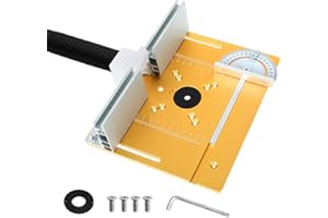 SYULCR 3 stück Set Frästisch Einlegeplatte Tischfräse für Holz, Oberfräse Einlegeplatte Aluminiumlegierung, Gold Tischfräse für Holzfräse (Goldplatte + Rückenlehne + Winkellineal) (Aluminium)
