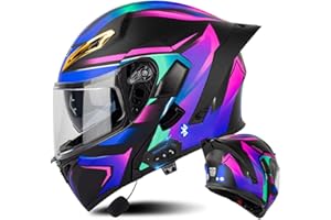 DIRERTYS Bluetooth Modular Motorcycle Helmet with Tail ECE Approved Flip Up Front Helmets Dual Visors Full Face Integrated Helmet with Dual Speaker Microphone for Adults Men Women 55-63CM