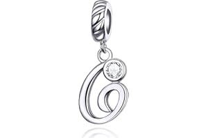 LaMenars Letras Colgantes de Alfabeto A-Z Abalorios Charms Originales Plata de Ley 925 con Circonita Cúbica para Pandora & Europeo Pulseras Brazaletes Collares para Mujer