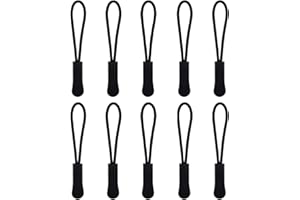 GUAGUA Zipper Pulls 10 Pack Black Zip Tags Cord Pulls, Zip Puller Replacement for Backpacks, Bags, Luggage, Suitcases, Jackets (Black-10PCS)