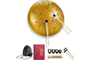 YUENGJGI Handpan Tongue Drum 6 pouces 11 Tons Mini Steel tongue Drum Instrument de musique à percussion Yoga Méditation, Pour Débutants,Adultes,Enfants,Livré Avec le Sac,Des Maillets et Des Médiators -Blanc