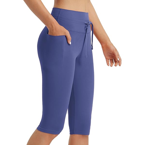Baleaf Damen Capri Leggings Mit Taschen - High Waisted Yoga Hosen Mit Bauchkontroll