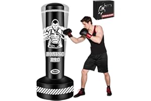 YORWHIN Saco de Boxeo para Adultos, 180 cm, Saco de Boxeo Inflable Pesado con Soporte, Bolsas de Kickboxing para Artes Marciales Mixtas, Muay Thai, Fitness, Mujeres y Hombres, Equipo de Entrenamiento