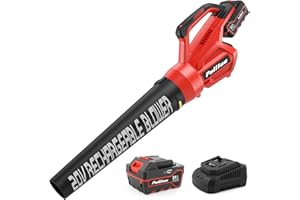PULITUO Soplador Hojas, Soplador de Hojas Electrico de 20V con Batería de 4.0Ah y Cargador, Soprador ar Jardim con 400CFM, para Hojas de Jardín, Limpieza de Patio
