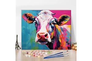 TISHIRON DIY Animals Paint by Number for Adults Colorful Cow Paint Kits for Adults with Brushes and Acrylic Pigment Painting by Numbers Art Crafts for Home 16"x20"(Frameless)
