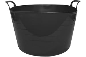 Neat. 75L Flexi Tubs - Versatile Large Garden Tubs with Handles, Handy Builders Heavy Duty, Bath & Flexi Bucket, Durable Bucket for Home & Garden (Black - Pack of 1)