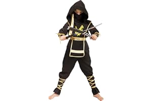 SEA HARE barn svart ninja kraft samurai krigare kostym